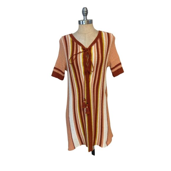 Free People Lollipop Lace Up Sweater Dress Sunset Combo Size Small - Picture 4 of 8